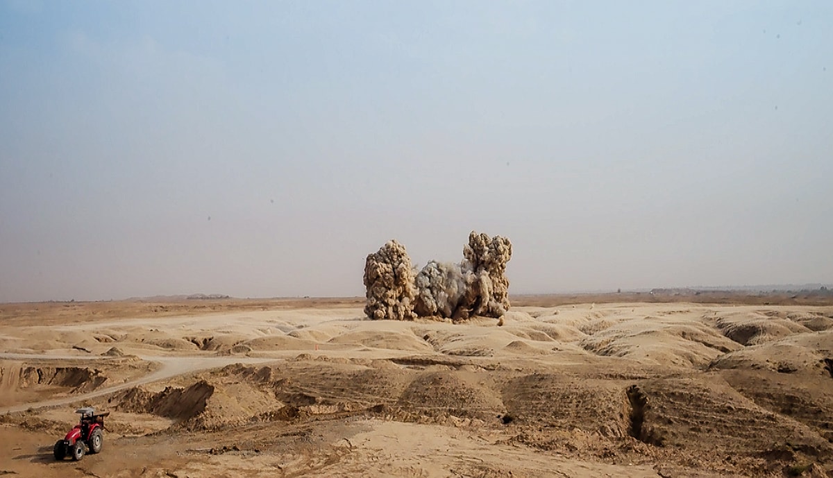 Destruction of IEDs by controlled explosion in Iraq